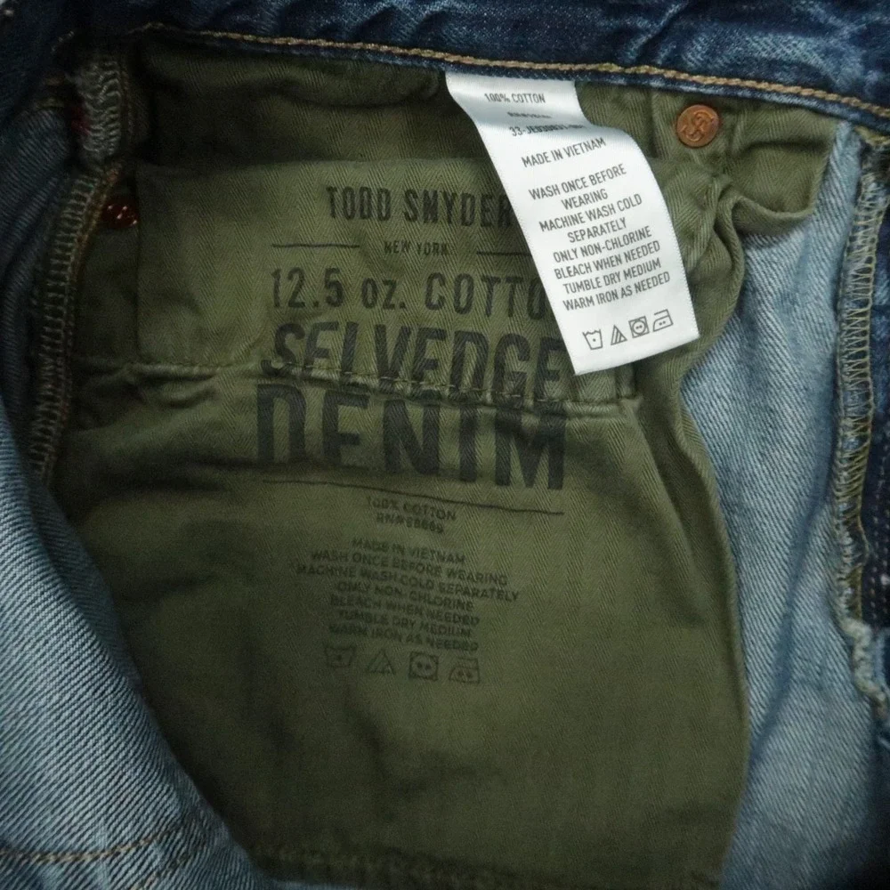 Todd‎ Snyder Jeans Mens 32x30 Blue 5 Pocket Selvedge Distressed Straight Denim